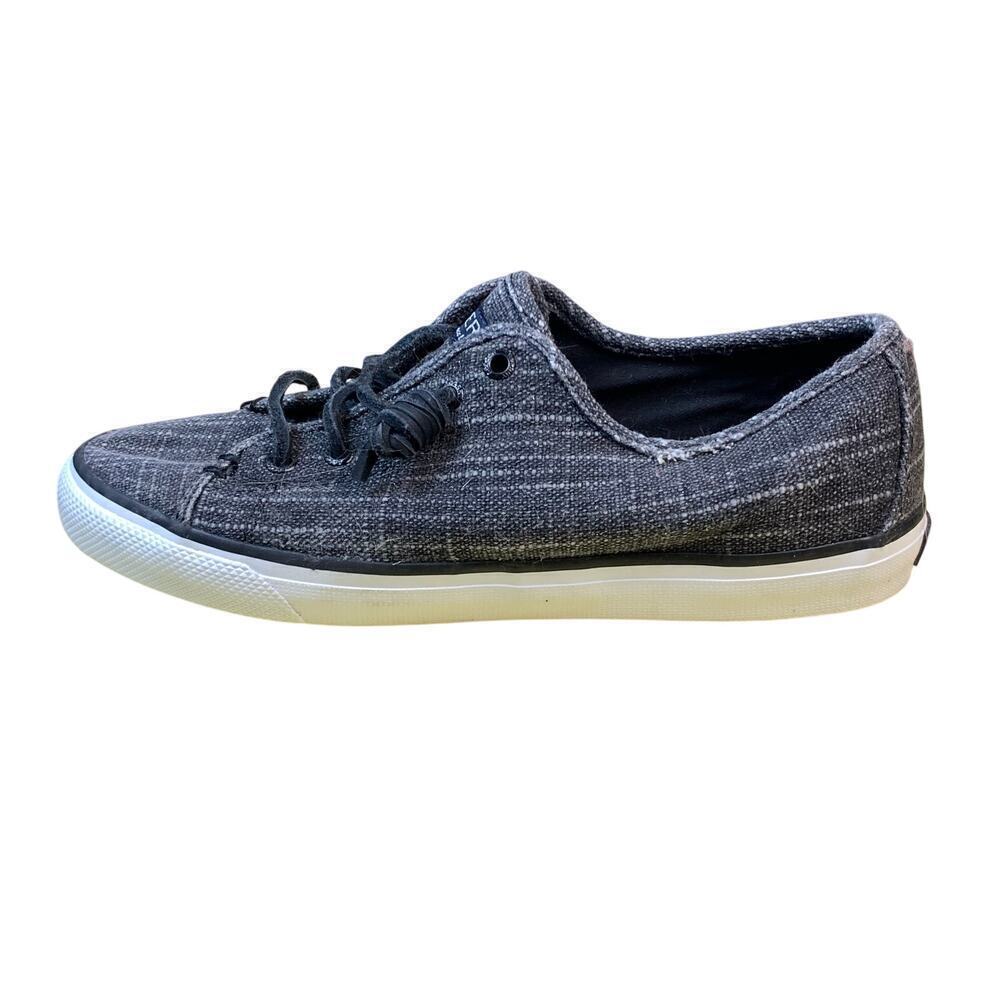 Sperry Black Grey Sparkle Slip-On Boat Shoes Size 7